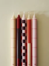 Svíčky Pattern Candle set 4ks, reds and bordeaux