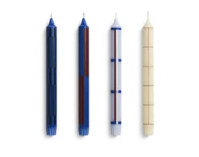 Svíčky Pattern Candle set 4ks, blue and silver