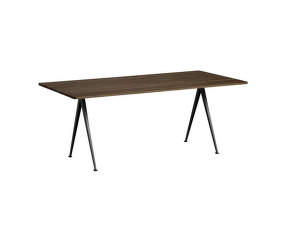 Jídelní stůl Pyramid Table 02, 190 x 85 x 74 cm, black powder coated steel / smoked solid oak