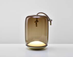 Stolní lampa Knot Cilindro Table Battery PC1249, smoke brown / brass