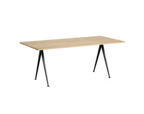 Jídelní stůl Pyramid Table 02, 190 x 85 x 74 cm, black powder coated steel / matt lacquered solid oak