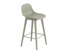 Barová stolička Fiber Stool 65cm s opěrkou, Wood Base, dusty green
