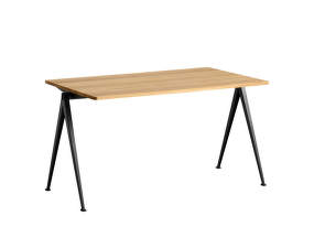 Pracovní stůl Pyramid Table 01, 140 x 75 x 74cm, black powder coated steel / clear lacquered solid oak