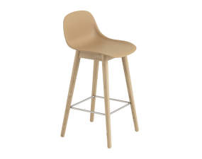 Barová stolička Fiber Stool 65cm s opěrkou, Wood Base, ochre
