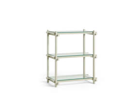 Policový systém Woody Column Low, smokey grey/clear glass