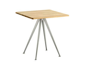Kavárenský stolek Pyramid Table 21, 70 x 70 x 74 cm, beige powder coated steel / clear lacquered solid oak