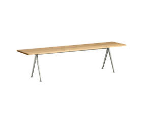 Lavice Pyramid Bench 12 190 cm, beige powder coated steel / clear lacquered solid oak