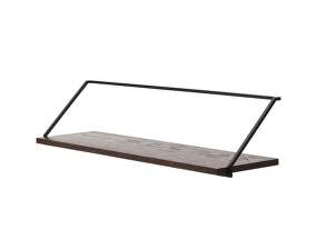 Police Rail Shelf, black steel / dark stained oak