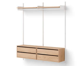 Policová sestava Wardrobe Shelf Cabinet w. Drawers, oak/white