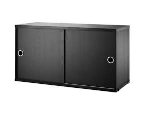 Komoda String Cabinet With Sliding Doors 78 x 30, black