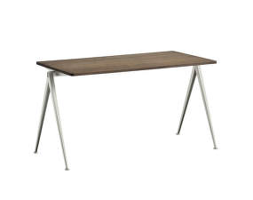 Pracovní stůl Pyramid Table 01, 140 x 65 x 74 cm, beige powder coated steel / smoked solid oak