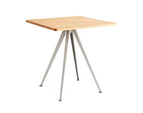 Kavárenský stolek Pyramid Table 21, 70 x 70 x 74 cm, beige powder coated steel / oiled solid oak
