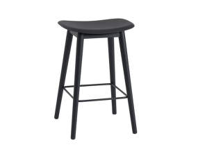 Barová stolička Fiber Stool 65cm Wood Base, black