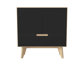 Komoda New Mood, black fenix laminate/white oiled oak