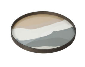 Tác Glass Tray Round L, slate wabi sabi