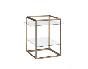 Policová sestava Florence Shelf Small, raw gold frame / clear glass shelves