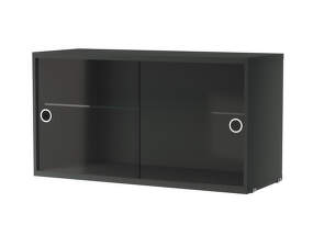 Skříňka Display Cabinet with Sliding Doors, dark grey