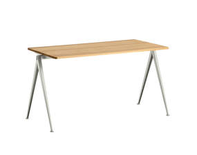 Pracovní stůl Pyramid Table 01, 140 x 65 x 74 cm, beige powder coated steel / clear lacquered solid oak