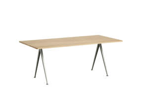 Jídelní stůl Pyramid Table 02, 190 x 85 x 74 cm, beige powder coated steel / matt lacquered solid oak