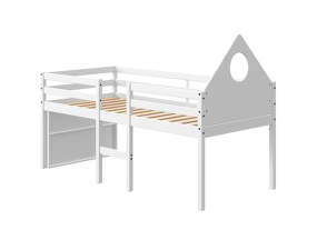 Středně vysoká dětská postel Alfred s čelem, white