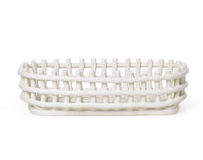 Košík Ceramic Basket Oval, off-white