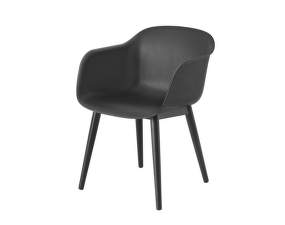Židle Fiber Arm Chair, wood base, black