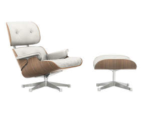 Eames Lounge Chair & Ottoman, white pigmented walnut