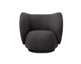 Lounge chair Rico bouclé, warm dark grey