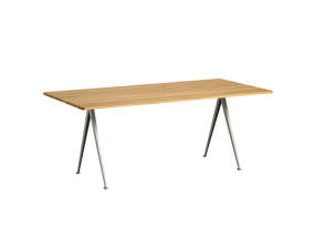 Jídelní stůl Pyramid Table 02, 190 x 85 x 74 cm, beige powder coated steel / clear lacquered solid oak