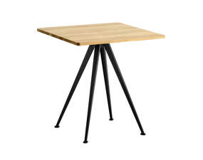 Kavárenský stolek Pyramid Table 21, 70 x 70 x 74 cm, black powder coated steel / clear lacquered solid oak