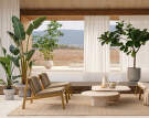 Venkovní konferenční stolek Eida, beige marble