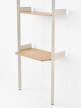 Policová sestava Rombe s pracovní deskou, alabaster/lacquered oak