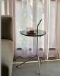 stolek-Halten Side Table, smoked cast glass