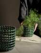 kvetinace-Ceramic Basket Small, emerald green