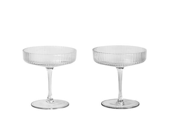 Ferm Living Skleničky Ripple Champagne Saucer set 2ks, clear