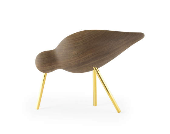Normann Copenhagen Dřevěný ptáček Shorebird Medium, walnut / brass