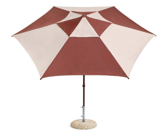 HAY Slunečník Terrazza Hexagon, off-white and burgundy