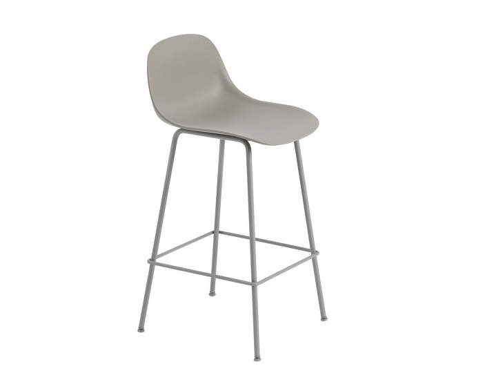 Barová stolička Fiber s opěrkou tube base, grey