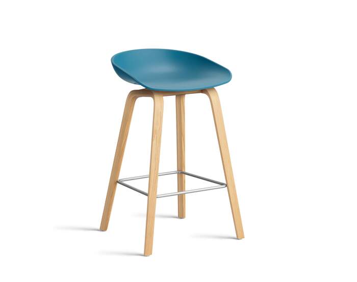 stolicka-AAS 32 Bar Stool Low Oak, azure blue