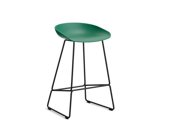 stolicka-AAS 38 Bar Stool Low Black Steel, teal green