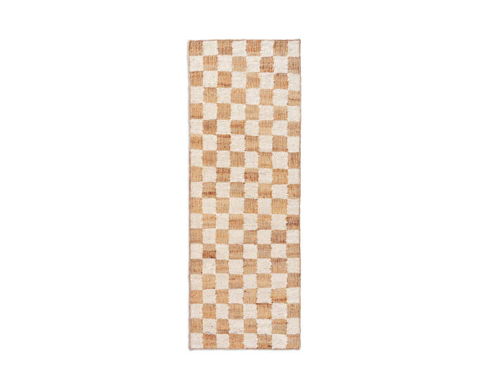 Jutový koberec Check Wool Runner 70x180, off-white/natural