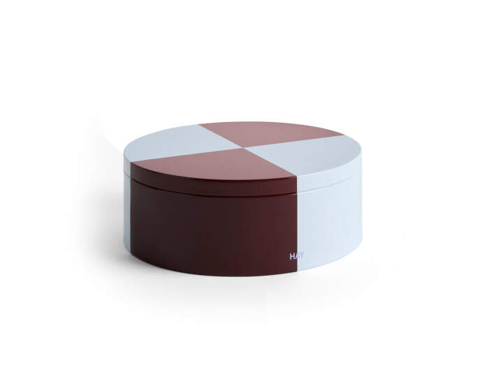 Úložný box Tin Container Round, burgundy and ice blue