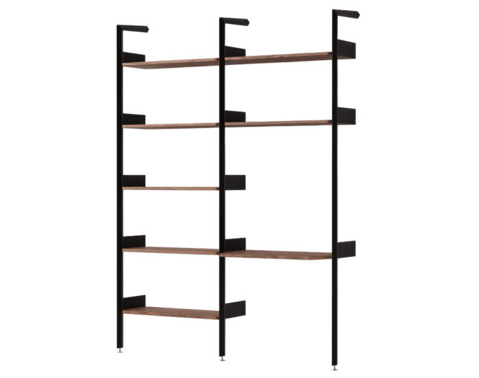 Policová sestava Rombe Konfigurace B, anthracite/lacquered walnut