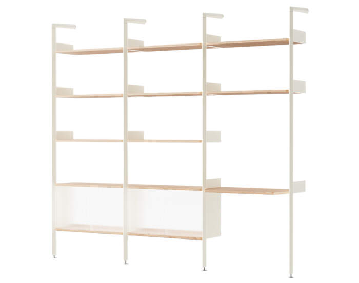 Policová sestava Rombe Konfigurace J, alabaster/lacquered oak