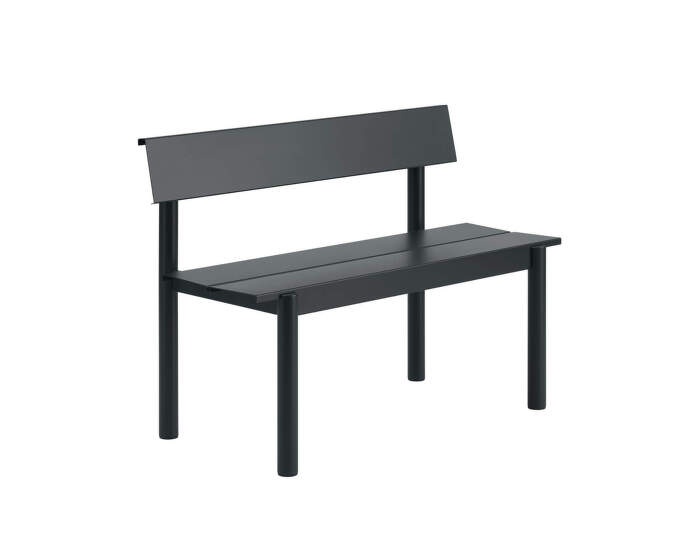 Lavice Linear Steel Bench s opěrkou 110 cm, black