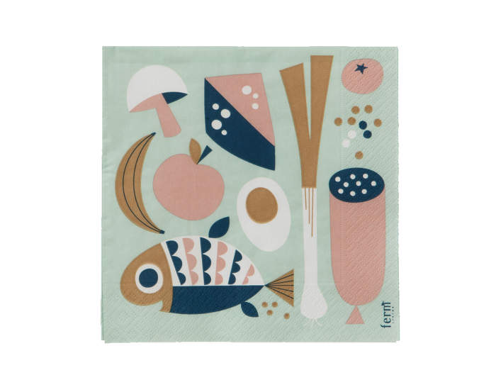 Paper napkins Grocery, mint, 16,5x16,5 cm, Ferm Living