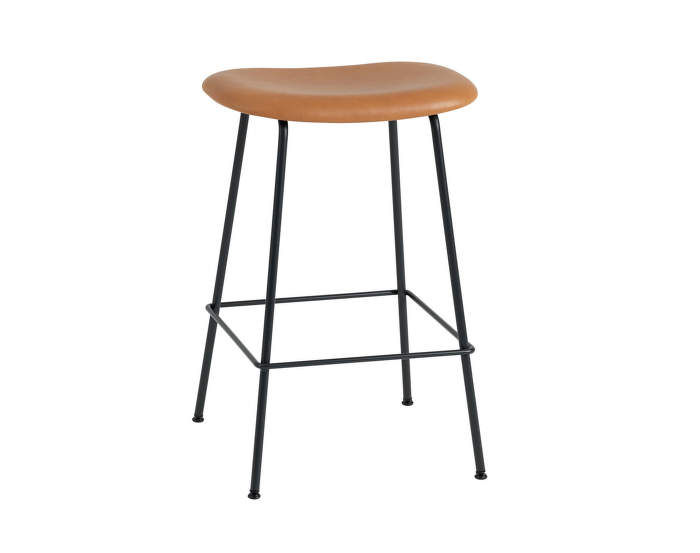 Barová stolička Fiber tube base, kůže/cognac