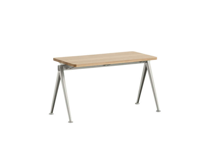 Pyramid Bench 11 85 cm, beige powder coated steel / matt lacquered solid oak