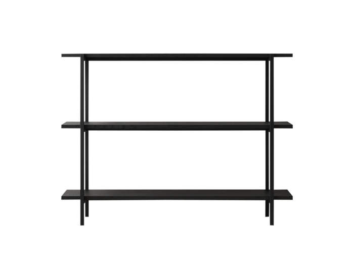 Bookcase Medium, black oak veneer / black powder coated steel