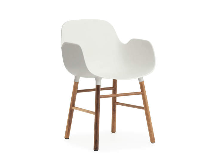 Židle Form s područkami, bílá/ořech